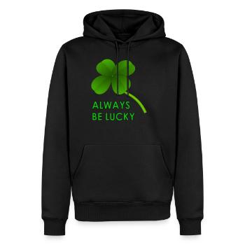 always be lucky - Men’s Premium Organic Hoodie - black - Front - Nico (187cm)