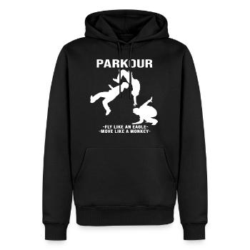 Parcours freerunning course à obstacles - Sweat à capuche Premium bio Homme - noir - Devant - Nico (187cm)