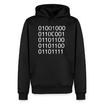 Computer scientist ASCII code binary - Men’s Premium Organic Hoodie - black - Front - Nico (187cm)