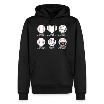 I Like Softball I Love Softball I Play Softball I - Men’s Premium Organic Hoodie - black - Front - Nico (187cm)
