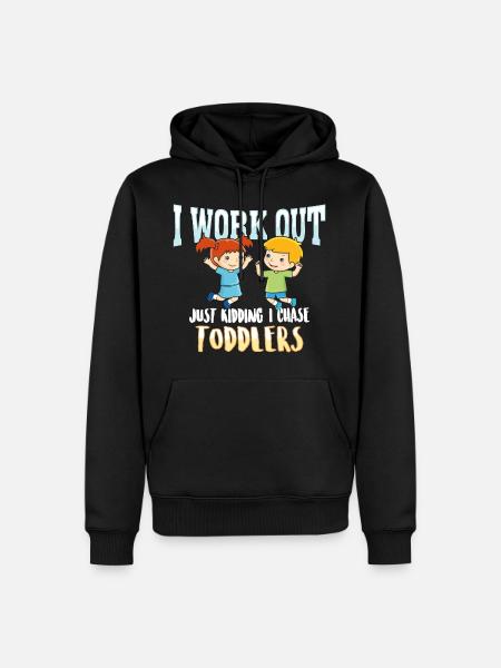 I work out just kidding i chase Toddlers - Eltern - Herre Premium økologisk hoodie - sort
