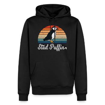 Be Cock Of The Walk With This Stylish Retro "Stud - Men’s Premium Organic Hoodie - black - Front - Nico (187cm)
