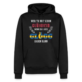 Glögg: Marché de Noël au vin chaud en Suède - Sweat à capuche Premium bio Homme - noir - Devant - Nico (187cm)