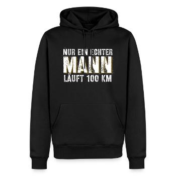 100 km Ultrawandern Mann - Männer Premium Bio Hoodie - Schwarz - Vorne - Nico (187cm)