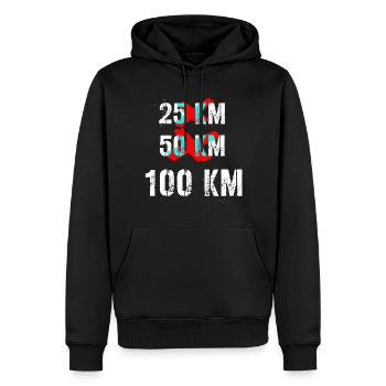 100 km Wandern Laufen - Männer Premium Bio Hoodie - Schwarz - Vorne - Nico (187cm)
