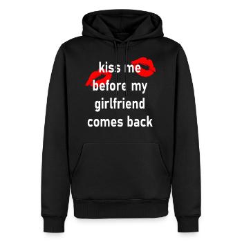 kiss me before my girlfriend comes back - Sweat à capuche Premium bio Homme - noir - Devant - Nico (187cm)