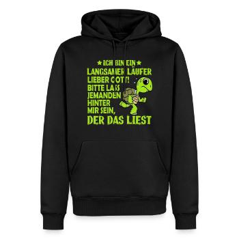 "Ich Bin Ein Langsamer Laufer Lieber Gott! - Sweat à capuche Premium bio Homme - noir - Devant - Nico (187cm)