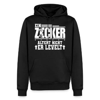 Ein Zocker altert nicht er levelt-Gamer Geek - Männer Premium Bio Hoodie - Schwarz - Vorne - Nico (187cm)