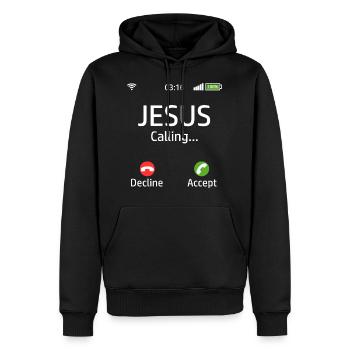GlaubensHemd für zuverlässiges Sie "Jesus, der - Männer Premium Bio Hoodie - Schwarz - Vorne - Nico (187cm)