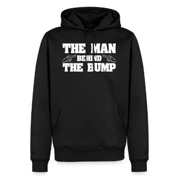 Der Mann hinter dem Stoß Neues VatiGeschenk - - Männer Premium Bio Hoodie - Schwarz - Vorne - Nico (187cm)