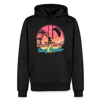 Work Hard Surf Harder: Kite Kiteboard Kiteboarding - Männer Premium Bio Hoodie - Schwarz - Vorne - Nico (187cm)