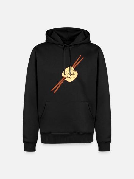 Trommeskjorte til Trommeslager "Trommestikker Hånd" - Herre Premium økologisk hoodie - sort