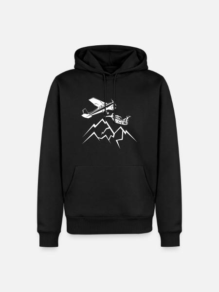 Skydiving Adventure | Fallschirmspringer & Berge - Männer Premium Bio Hoodie - Schwarz