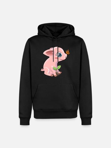 Pig with a butterfly - Men’s Premium Organic Hoodie - black