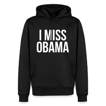 Je mademoiselle obama - Sweat à capuche Premium bio Homme - noir - Devant - Nico (187cm)