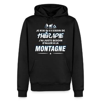 Montagne et thérapie - Sweat à capuche Premium bio Homme - noir - Devant - Nico (187cm)
