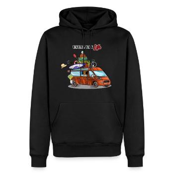 Ganz normales Van Leben, Camping Outdoor Urlaub - Männer Premium Bio Hoodie - Schwarz - Vorne - Nico (187cm)