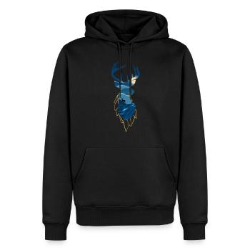 Cerf, silhouette, nuit, clair lune, chasseur, chasse - Sweat à capuche Premium bio Homme - noir - Devant - Nico (187cm)