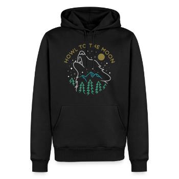 Camping avec le loup dans la forêt cadeau nature - Sweat à capuche Premium bio Homme - noir - Devant - Nico (187cm)
