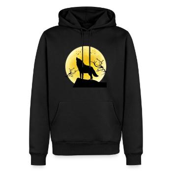 Vollmond Wolf Geschenk - Männer Premium Bio Hoodie - Schwarz - Vorne - Nico (187cm)