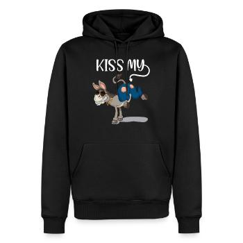 Kiss my Ass Esel Küss meinen Hintern - Männer Premium Bio Hoodie - Schwarz - Vorne - Nico (187cm)
