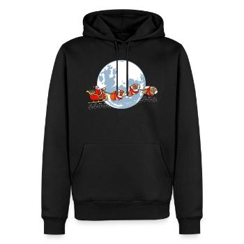 "Merry Christmas Moon" Chemise Hohohoho de Noël - Sweat à capuche Premium bio Homme - noir - Devant - Nico (187cm)
