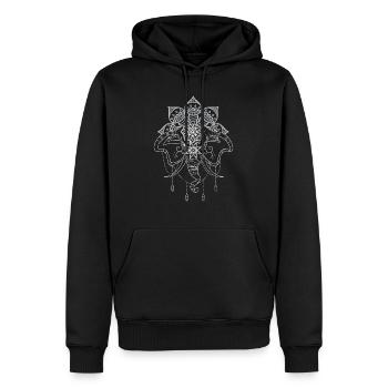 Elefanten Mandala Zeichnung Buddha Chakra - Männer Premium Bio Hoodie - Schwarz - Vorne - Nico (187cm)