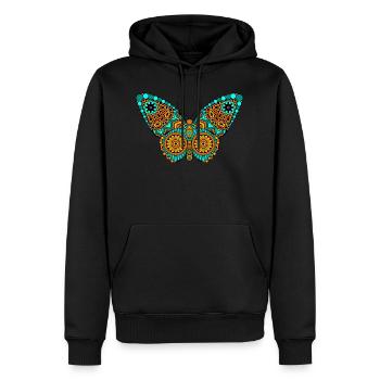 Papillon Mandala Tatoo Tribal - Sweat à capuche Premium bio Homme - noir - Devant - Nico (187cm)