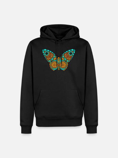 Butterfly Mandala Tatoo Tribal - Men’s Premium Organic Hoodie - black