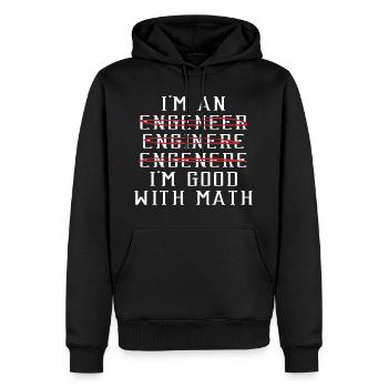 "Ich bin ein Ingenieur. Ingenieur. Ich bin gut in - Männer Premium Bio Hoodie - Schwarz - Vorne - Nico (187cm)