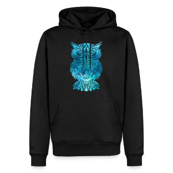 Blaue Eule Nachteule Uhu Mandala Tatto Geschenk - Männer Premium Bio Hoodie - Schwarz - Vorne - Nico (187cm)