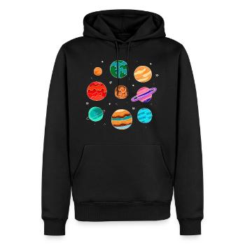 Système solaire avec les planètes Univers du système solaire - Sweat à capuche Premium bio Homme - noir - Devant - Nico (187cm)