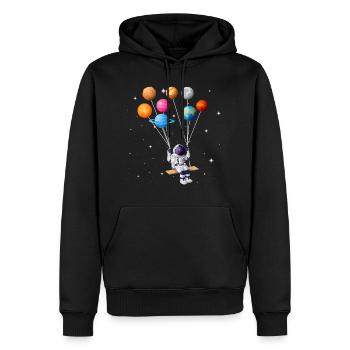 Astronaute planète swing système solaire soleil terre - Sweat à capuche Premium bio Homme - noir - Devant - Nico (187cm)