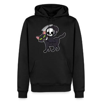 "SensenmannKatzen" HalloweenHemd für den 31. - Männer Premium Bio Hoodie - Schwarz - Vorne - Nico (187cm)