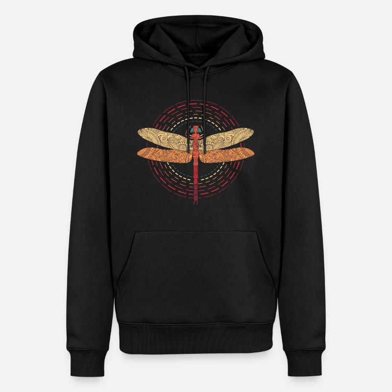 Libellules Insect Cercle Logo Vintage Retro - Sweat à capuche Premium bio Homme - noir
