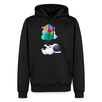 Cosmonaute astronaute sur la planète Ballon ballon - Sweat à capuche Premium bio Homme - noir - Devant - Nico (187cm)