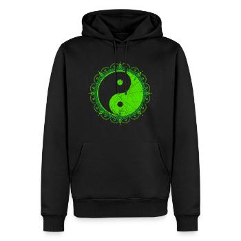 Grünes Yin Yang Ying und Yang Yoga Mandala Symbol - Männer Premium Bio Hoodie - Schwarz - Vorne - Nico (187cm)