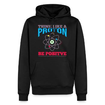 Think like a proton - be positive Physik Chemie - Männer Premium Bio Hoodie - Schwarz - Vorne - Nico (187cm)