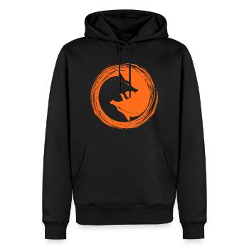 Yin Yang der Wölfe Wolfs Hunde Kunst Bild - Männer Premium Bio Hoodie - Schwarz - Vorne - Nico (187cm)