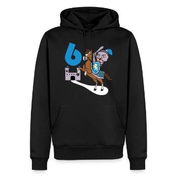 6. Geburtstag Große Geschenkidee für jeden Ritter - Männer Premium Bio Hoodie - Schwarz - Vorne - Nico (187cm)