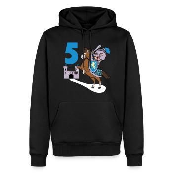 5. Geburtstag Große Geschenkidee für jeden Ritter - Männer Premium Bio Hoodie - Schwarz - Vorne - Nico (187cm)