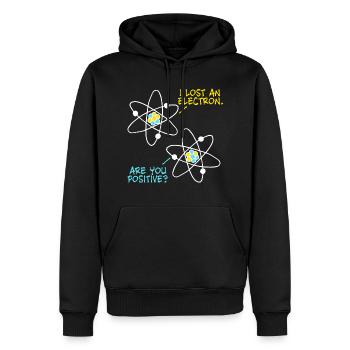 Lost an Electron - êtes-vous sûr? Blague de physique - Sweat à capuche Premium bio Homme - noir - Devant - Nico (187cm)