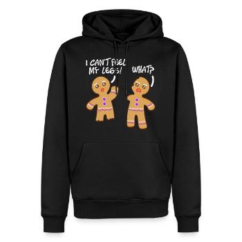 "Je ne peux pas sentir mes jambes quoi?" Design - Sweat à capuche Premium bio Homme - noir - Devant - Nico (187cm)