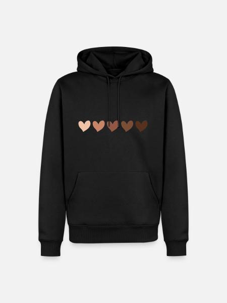 Einde Racisme shirt Zwarte levens zijn belangrijk Harten - Mannen Premium Bio hoodie - zwart