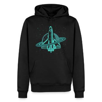 Space Shuttle Space Saturne Planète Lune Espace - Sweat à capuche Premium bio Homme - noir - Devant - Nico (187cm)