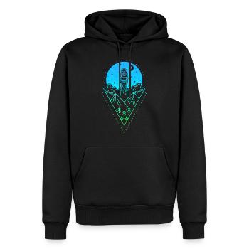 Espace lunaire de lancement de fusée minimal simple - Sweat à capuche Premium bio Homme - noir - Devant - Nico (187cm)