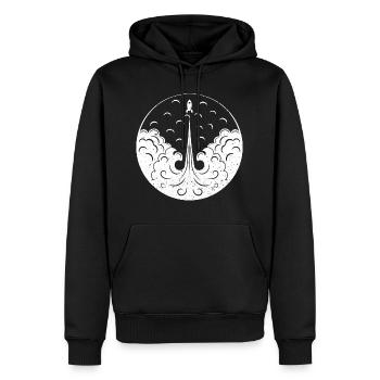 Univers spatial de lancement de fusée sur les planètes - Sweat à capuche Premium bio Homme - noir - Devant - Nico (187cm)
