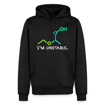 Oh oh je suis instable - blague chimiste chimiste amusant - Sweat à capuche Premium bio Homme - noir - Devant - Nico (187cm)