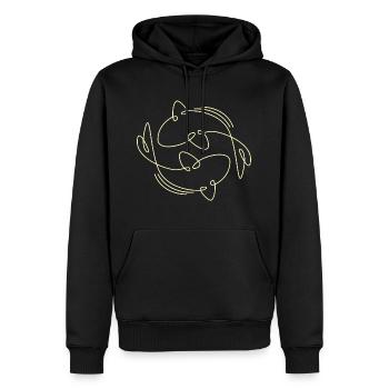 Illustration de poisson carpe Koi minimaliste - Sweat à capuche Premium bio Homme - noir - Devant - Nico (187cm)