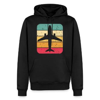 Flugzeug Retro Vintage Shirt Flugzeug Pilot Geschenk - Männer Premium Bio Hoodie - Schwarz - Vorne - Nico (187cm)